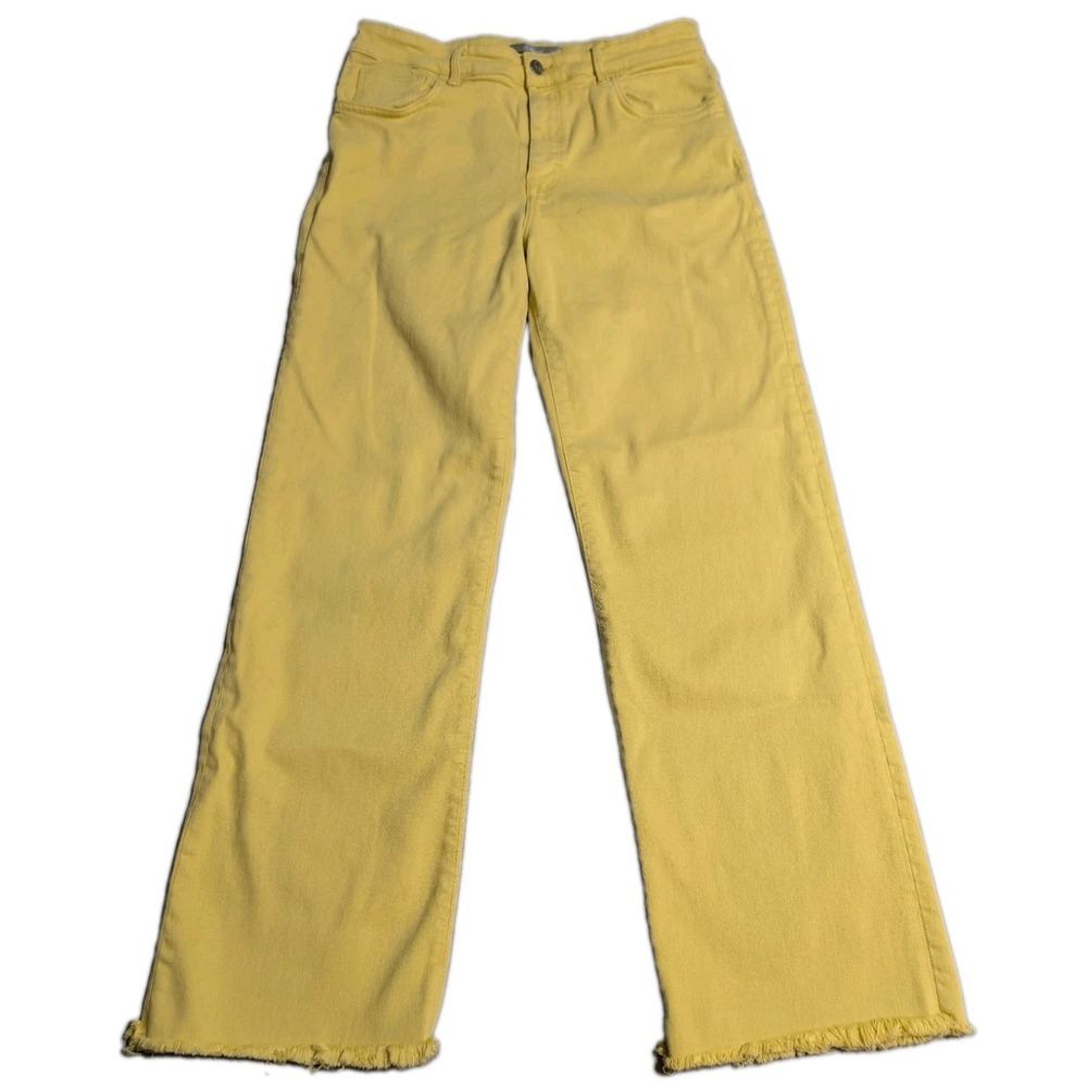 Mavi Barcelona Jeans Womens 30 Yellow High Rise Wide Leg Raw Hem M101047